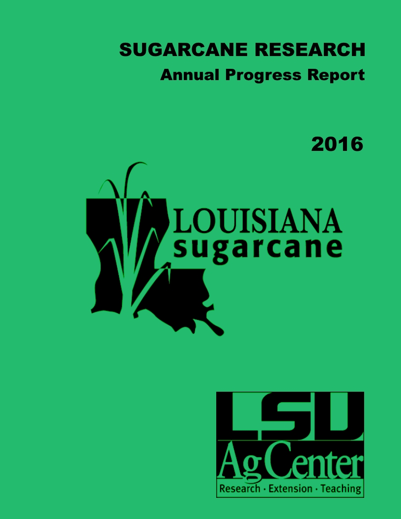 2016 Sugarcane Annual Progress Report